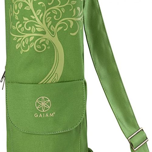 Gaiam Yoga Mat Bag Carrier Blue Embroidered Drawstring Zipper