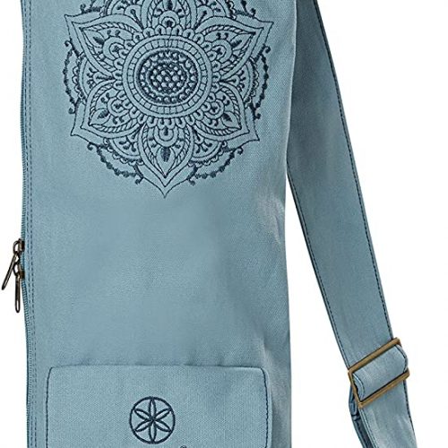 Gaiam Yoga Mat Bag Carrier Blue Embroidered Drawstring Zipper